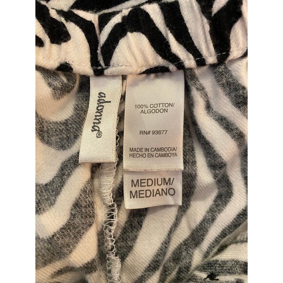 Adonna Zebra Animal Print Pajama Pants Size Medium with Elastic Tie Waist - Picture 8 of 10